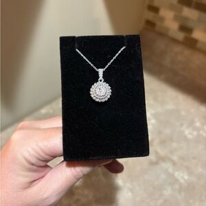 Elegant Silver Diamond Pendant Necklace